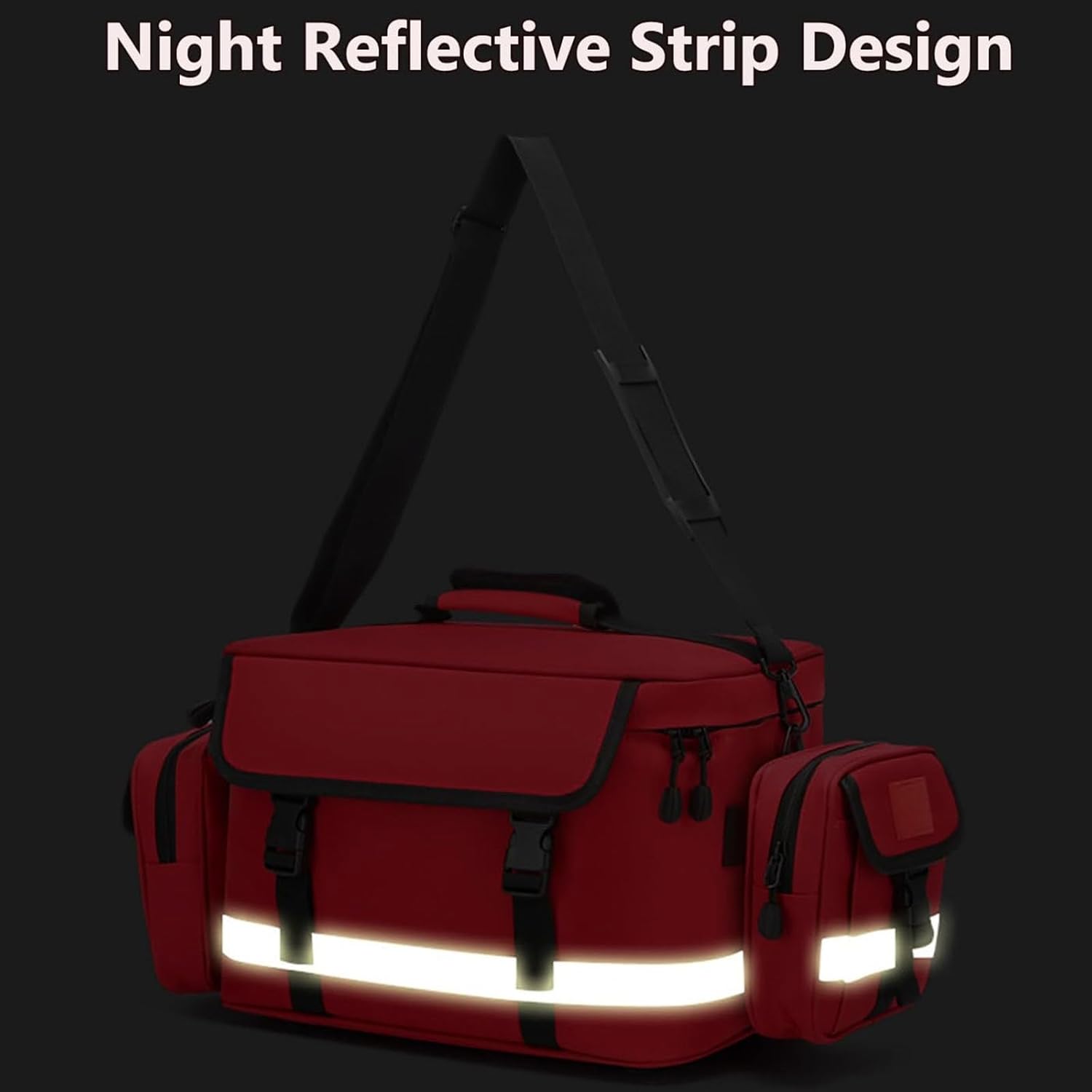 First Responder Bag Empty, Professional Medical Large Capacity Waterproof Emergency Trauma,with Inner Dividers, for Home Health Nurse, Community Care, EMT(Green)