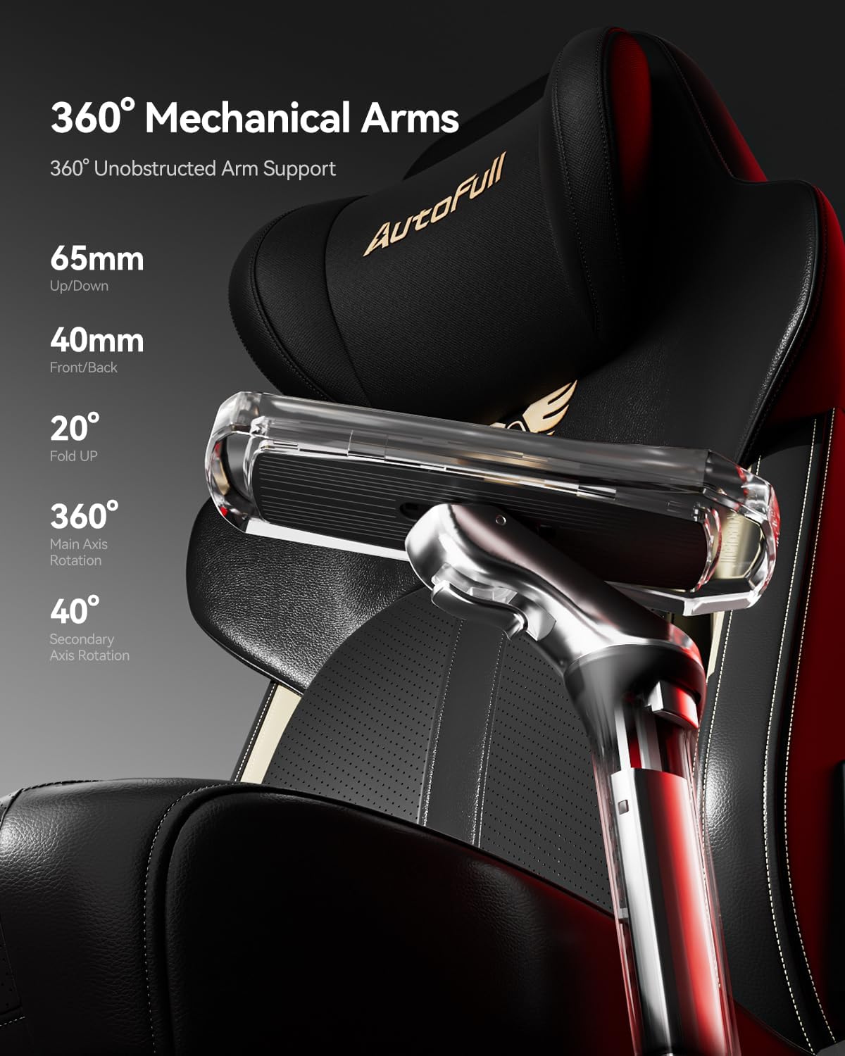 AutoFull M6 Gaming Chair, Ergonomic Office Chair with Dynamic Lumbar Support, 6D Adjustable Armrests and Footrest (Black)