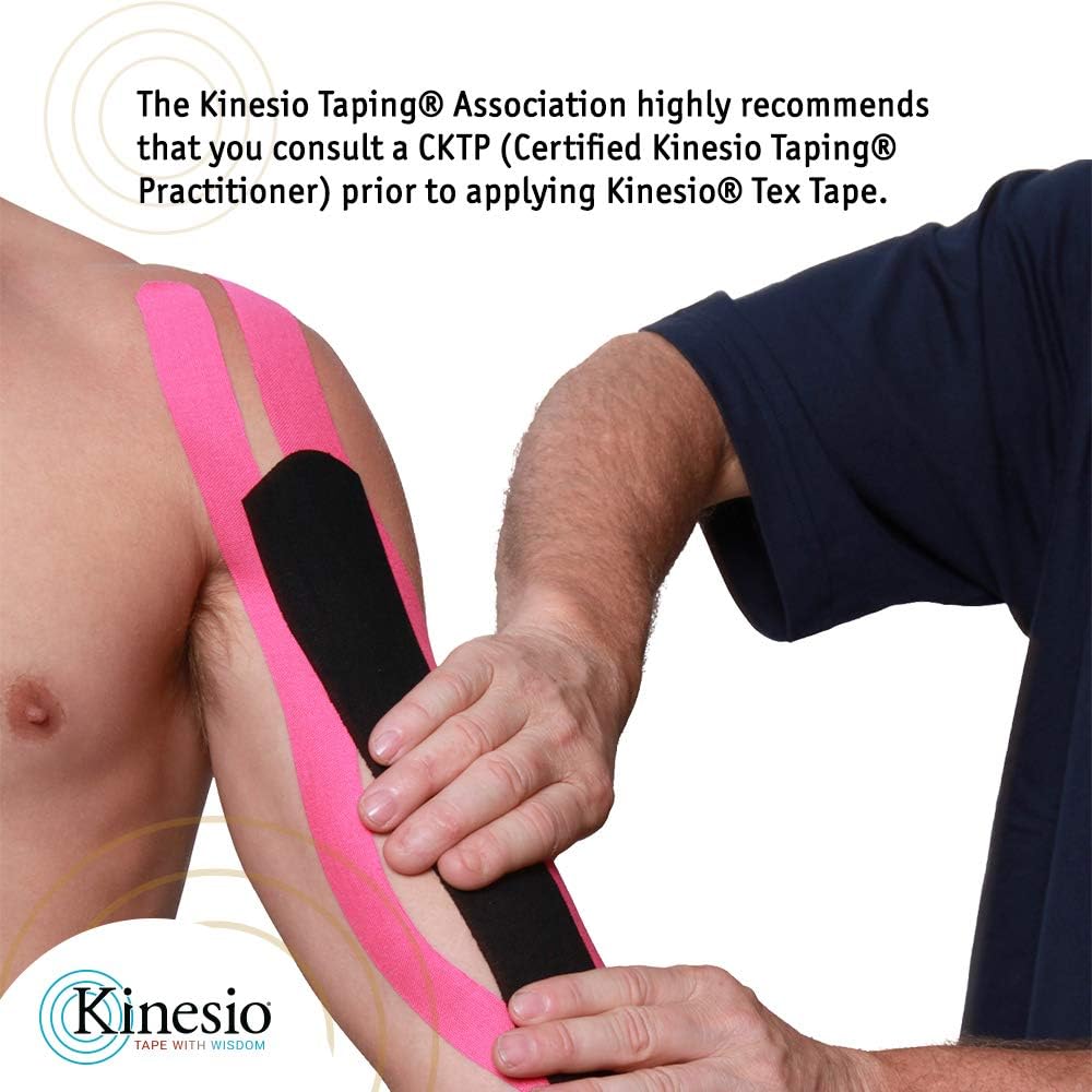 Kinesio Taping - Elastic Therapeutic Athletic Tape Tex Gold FP - Black – 2 in. x 16.4 ft - 6 Pack