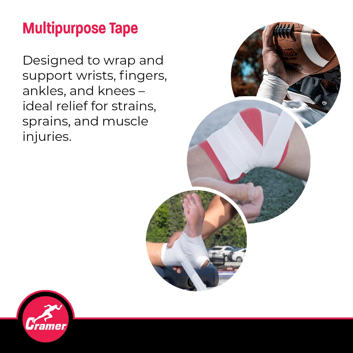 Cramer Pro-Lastic Stretch Tape, Easy Tear Athletic Tape, Flexible Elastic Tape with Premium Adhesive, Support for Wrist & Ankle Injury Taping, Compression Wrap, Bulk , 2