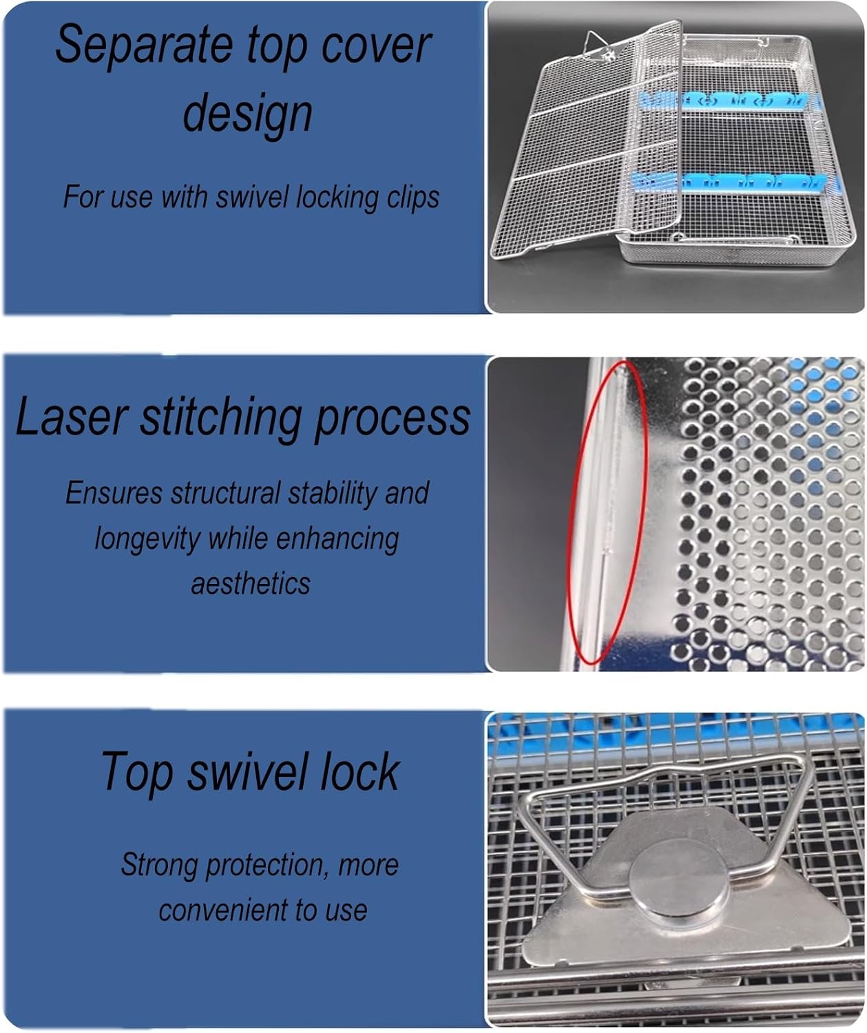 Surgical Instrument Tool Tray, Medical Tray 304 Stainless Steel, Suitable For Hospitals, Surgeries, Dental Instruments(15.7in*9.8in*2.8in)