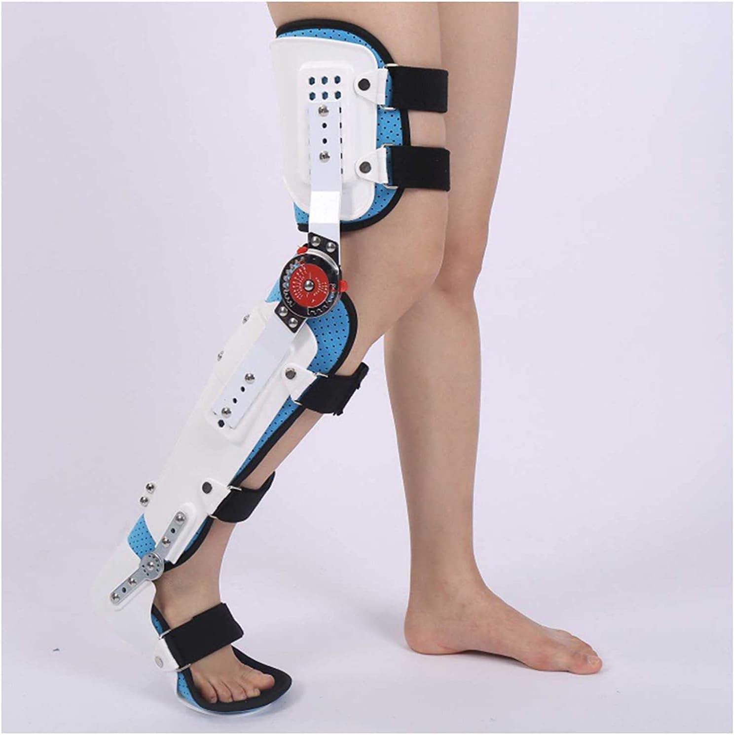 Knee Orthosis Support Joint Stabilizer, Hinged Knee Brace Fracture Fixed Guard Splint Leg Protector Fully Adjustable Calf Ankle Foot Fixed Bracket,Left-L/Large,Right-sSmall