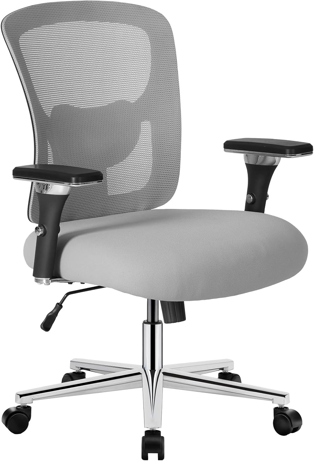 Sweetcrispy Big and Tall Office Desk Chair with Lumbar Support, 500lbs Heavy Duty Mesh Ergonomic Computer Chair with 4D Armrest and Wide Comfy Seat, Wheels for Adult