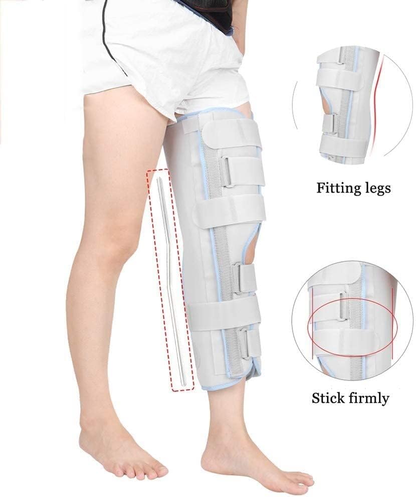 Knee Fixation Brace Full Leg Brace Straight Knee Splint Comfort Rigid Support for Knee Pre and Injury Recovery,Grey-16 inches
