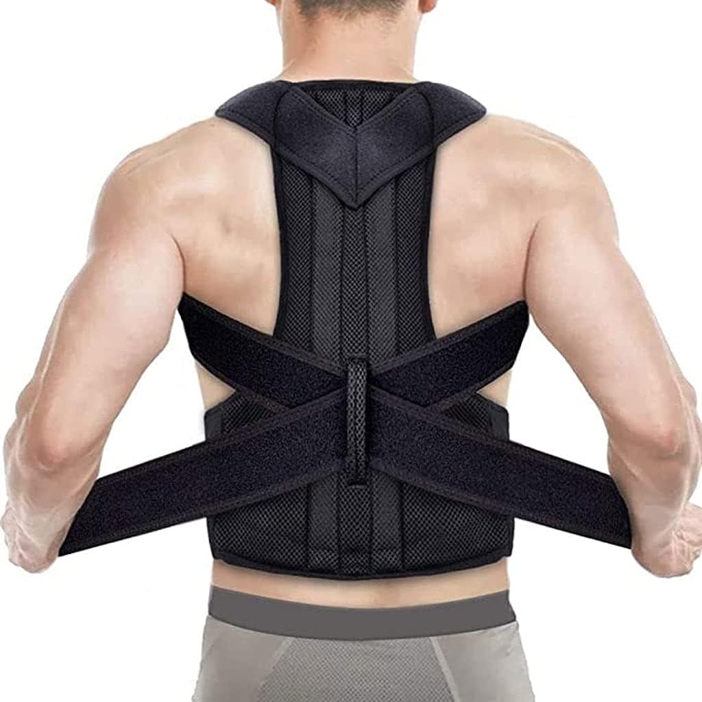 Lumbar Support Belt Waist Backbrace Posture Corrector Shoulder Neck Brace Waist-Support Breathable Fabric Lower and Upper Back Pain Relief,Black-X