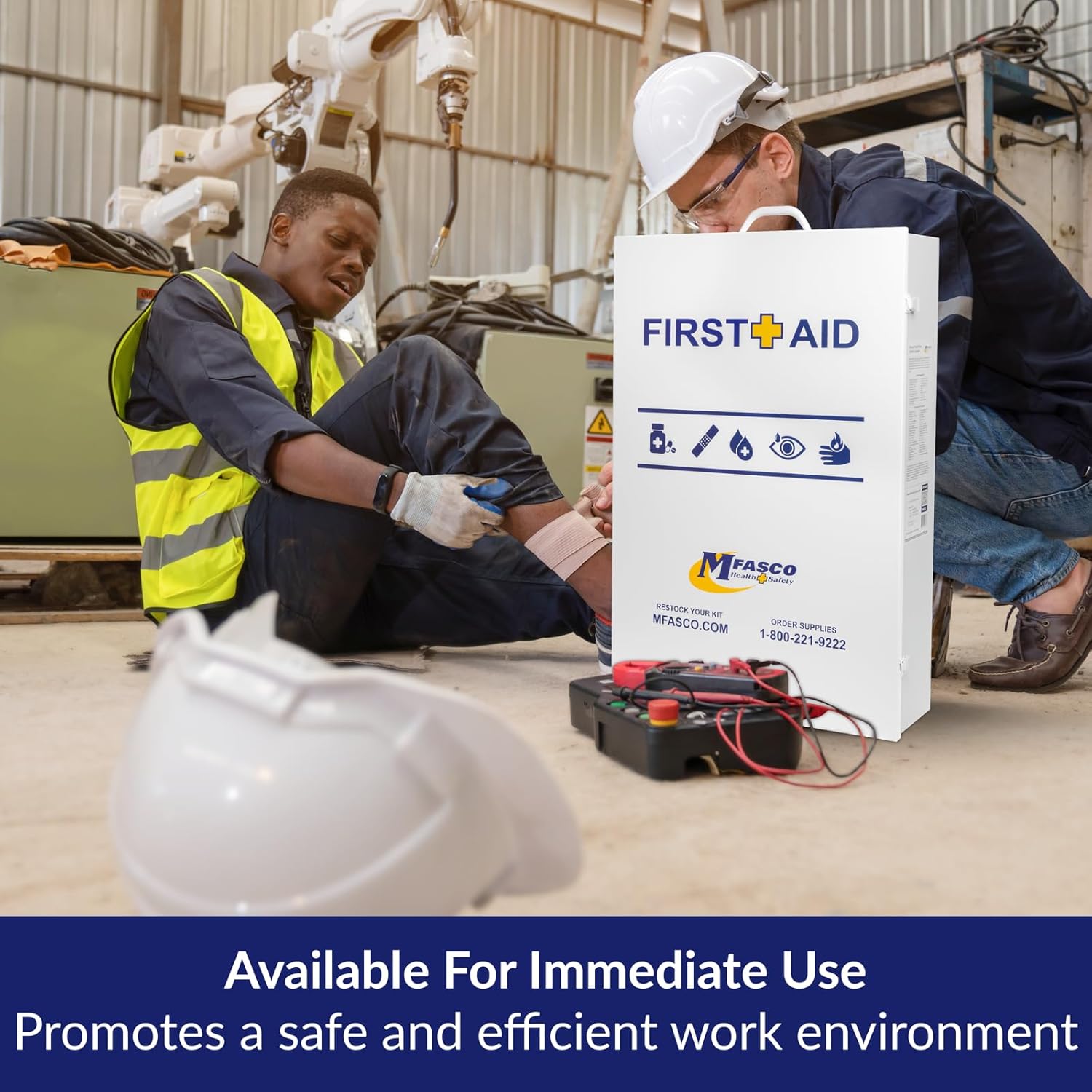 MFASCO 5-Shelf First Aid Kit - 2021 OSHA Compliant Class B, Wall Mount First Aid Cabinet for Businesses & Industrial - Ideal for Office Use - Deluxe Metal First Aid Box, Commercial First Aid Kit