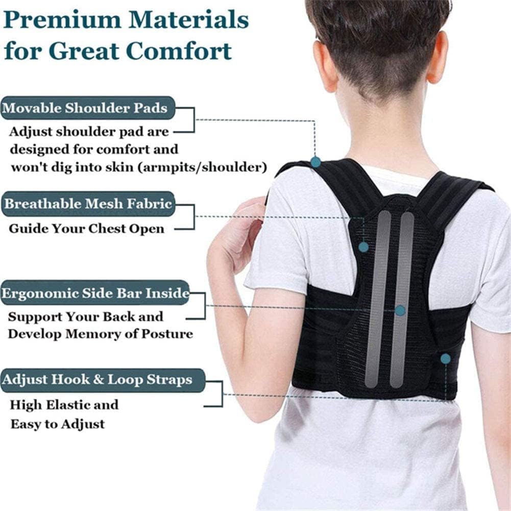 Posture Corrector Back Brace Adjustable Posture Brace,Back Shoulder Lumbar Waist Support Belt to Reduce Back and Neck Pains Men Women Back Posture (Color : Black, Size : Medium) (Black Small)