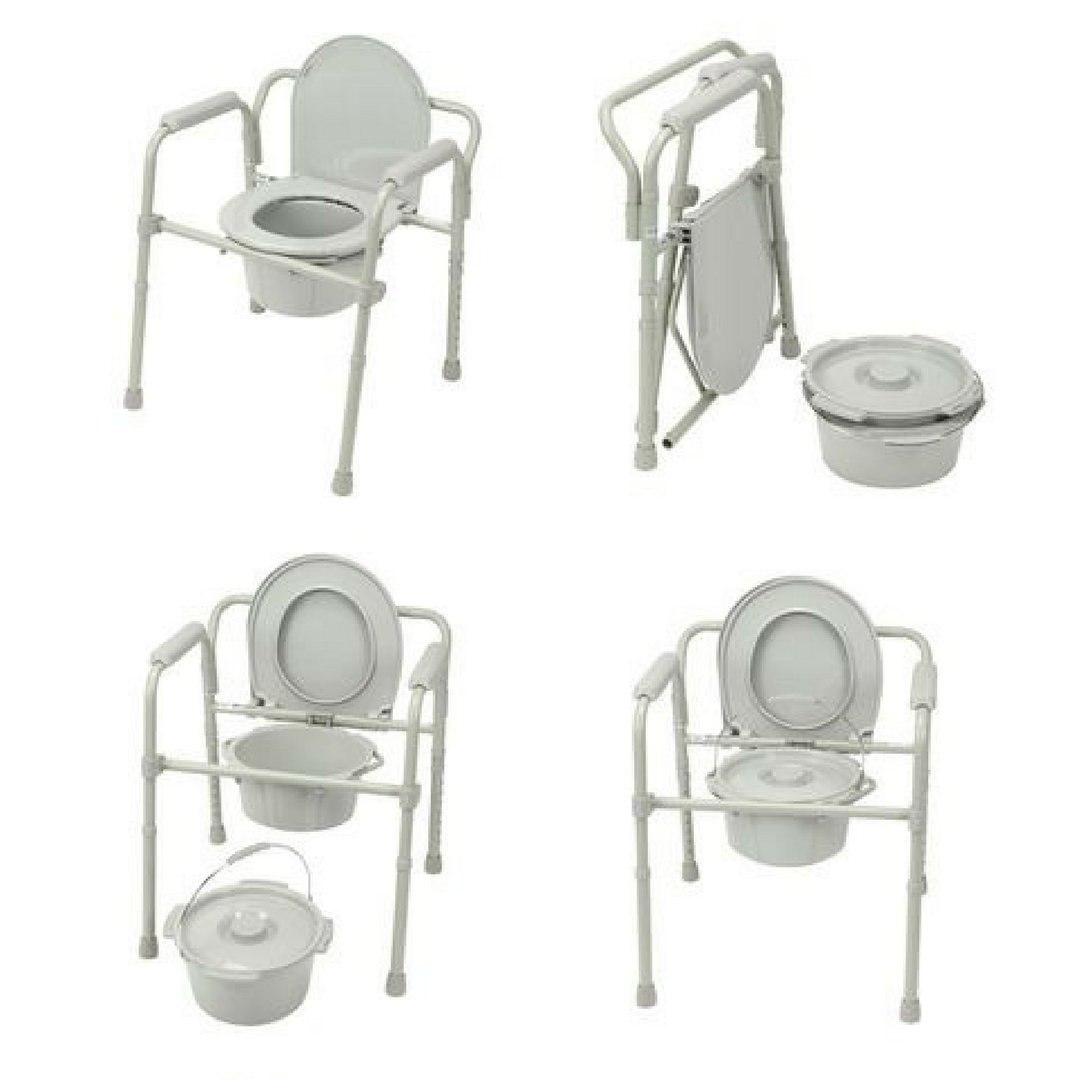HEALTHLINE Heavy Duty Commode Bariatric, Medical Bedside Folding Bariatric Commode Chair Toilet for Elderly Seniors Disabled, Wide, 650 lbs, Gray