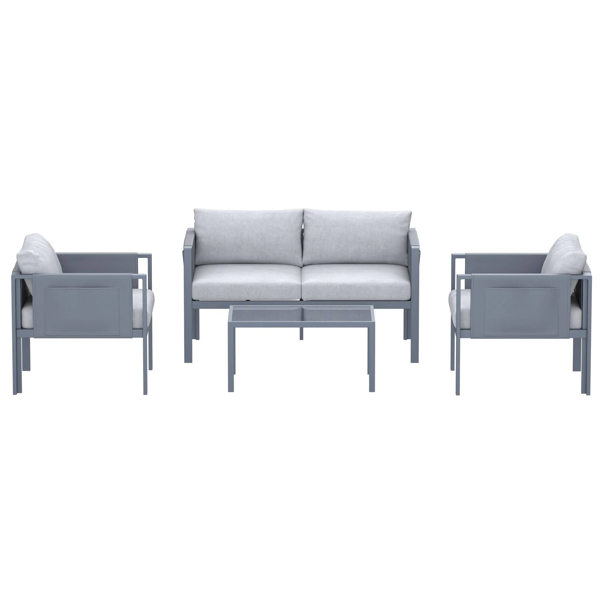 Deko Living 4 Piece Seating Outdoor Gray Sofa and Table Set (COP30014)