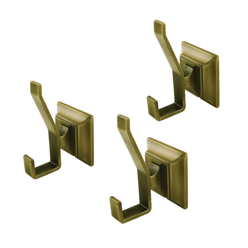 Kingston Brass Monarch 3-Piece Bathroom Robe Hook/Towel Hook, Antique Brass (BAHK6127AB)