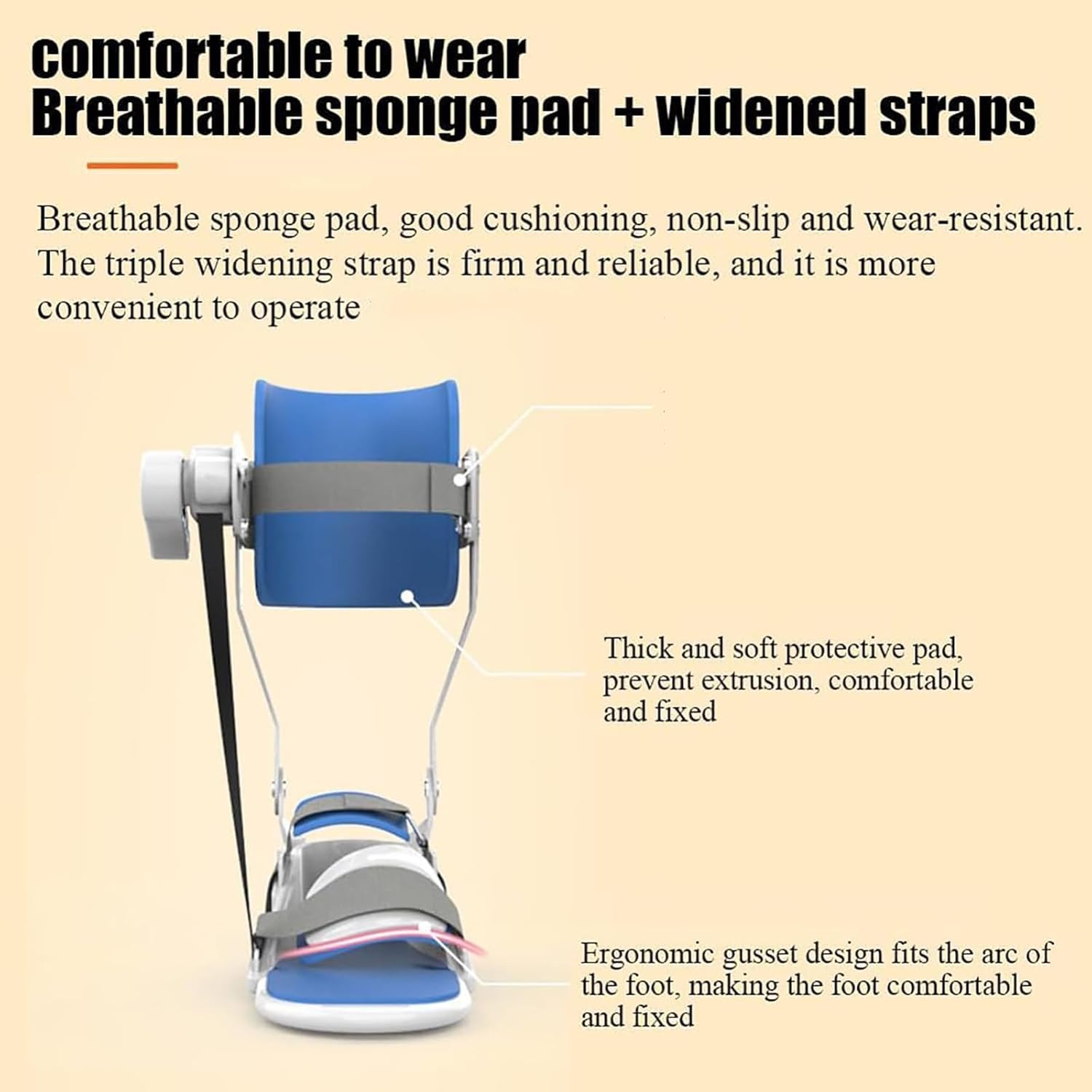 Adjustable Foot Drop Brace, Ankle Rehabilitation Training Device, Full Palm Split Design, 75° Angle Adjustable for Foot Inversion, Foot Valgus