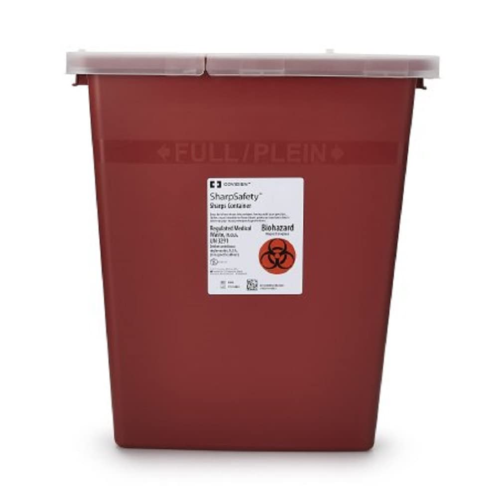 Sharps Container, SharpSafety 1-Piece 17-1/2 H X 15-1/2 W X 11 D Inch 8 Gallon Red Hinged Lid, 8980- - Case of 10