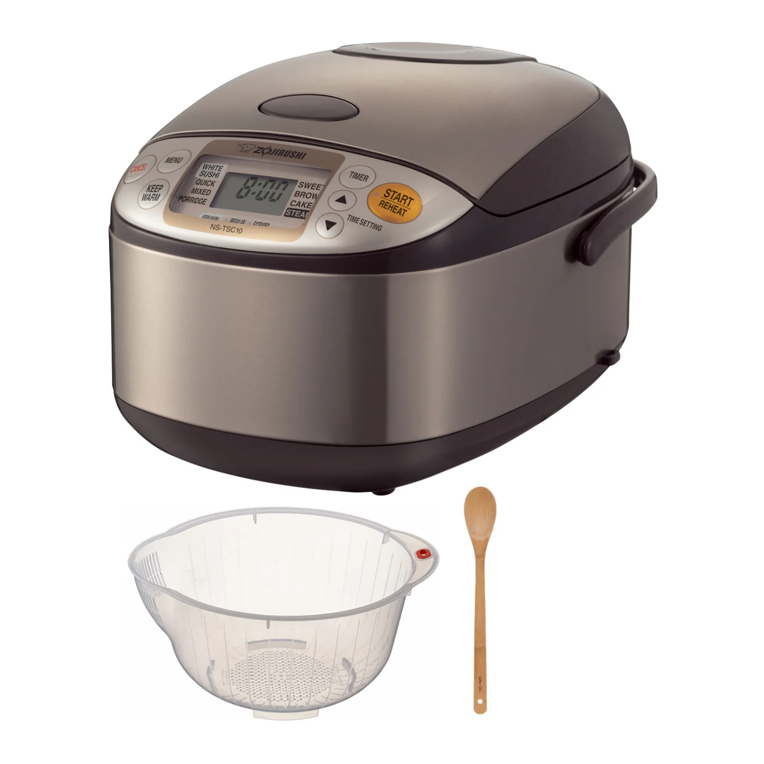 Zojirushi Micom Rice Cooker (5.5-Cup/ Stainless Brown) with Bowl and Spoon