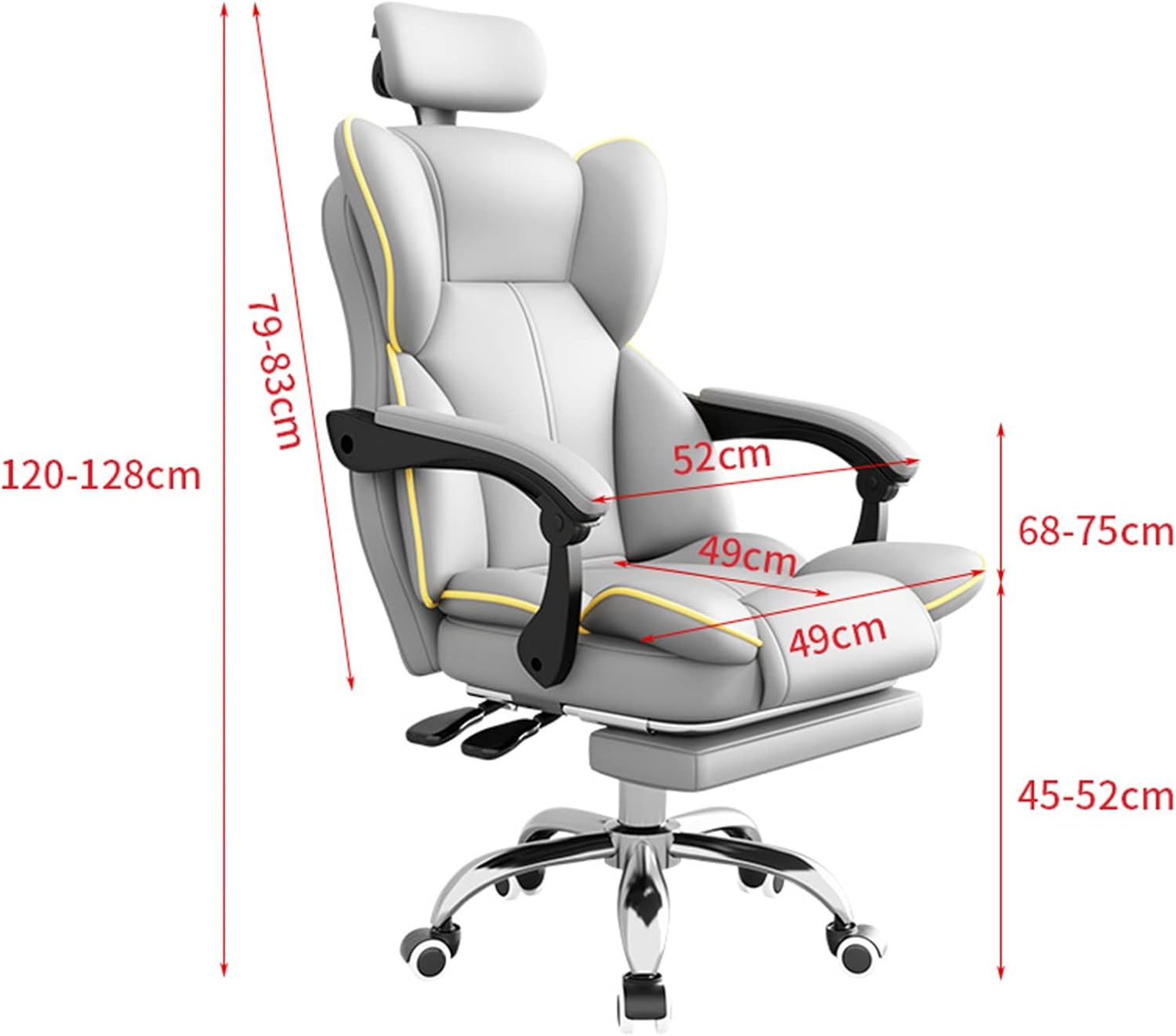 Office Chair with Lumbar Support,High Back PC Adjustable Swivel Gaming Chair,Reclining Gaming Chairs with Armrest and Footrest, Ergonomic Recliner Chair,White (White