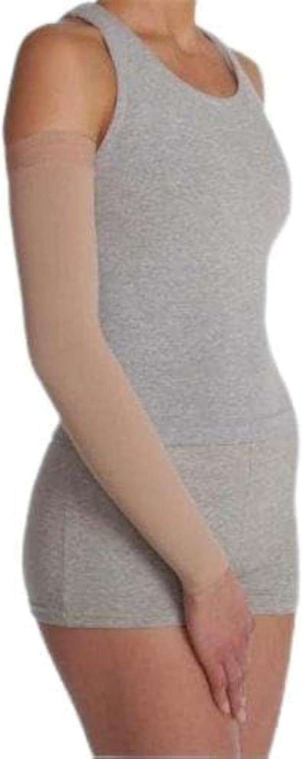 Juzo 2001MXCGRSB06 V Soft Circular Knit Arm Sleeve 20-30 mmHg Regular Max with Silicone Border - White