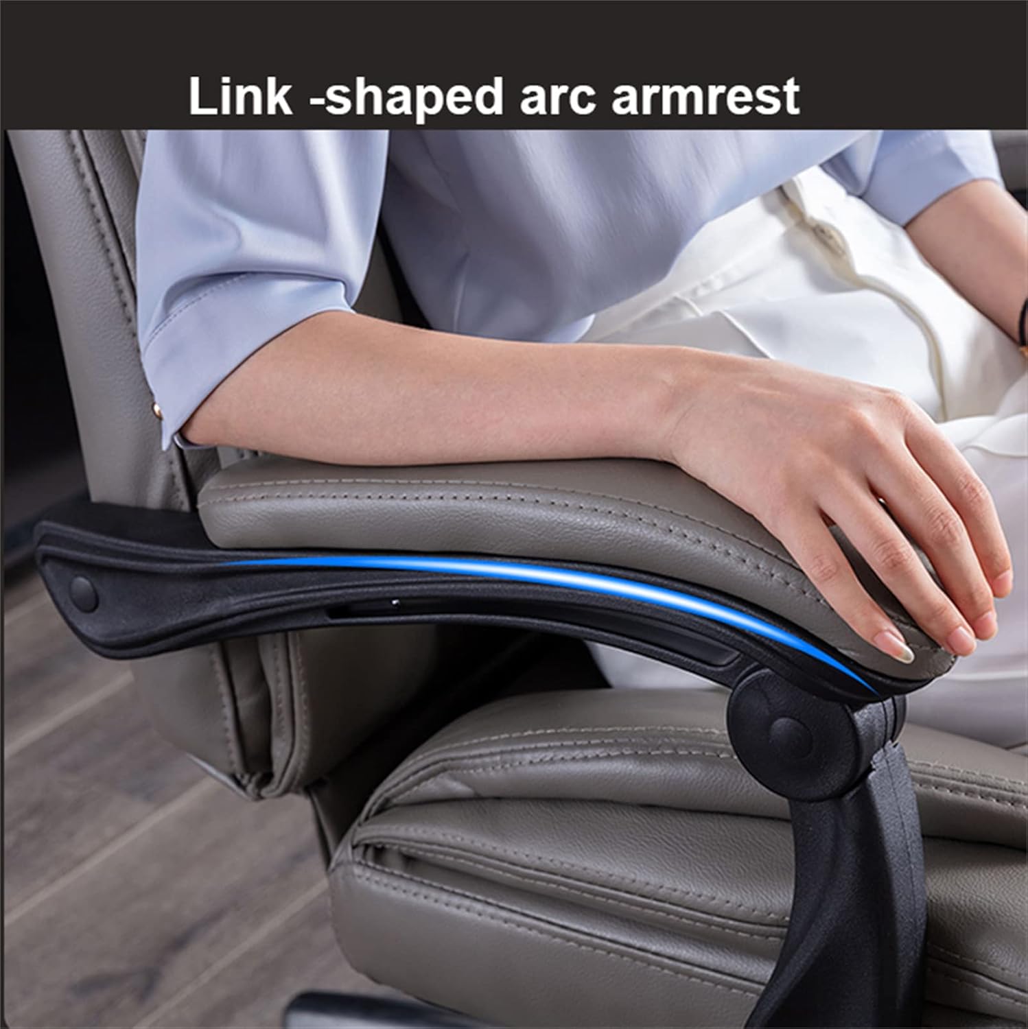 Home Office Chair,Swivel Chair,Computer Desk Chair,Adjustable Executive Leather Chair with Armrest and Feet, Ergonomic High Back Cushion Lumbar Back Support,BlackKhaki-A