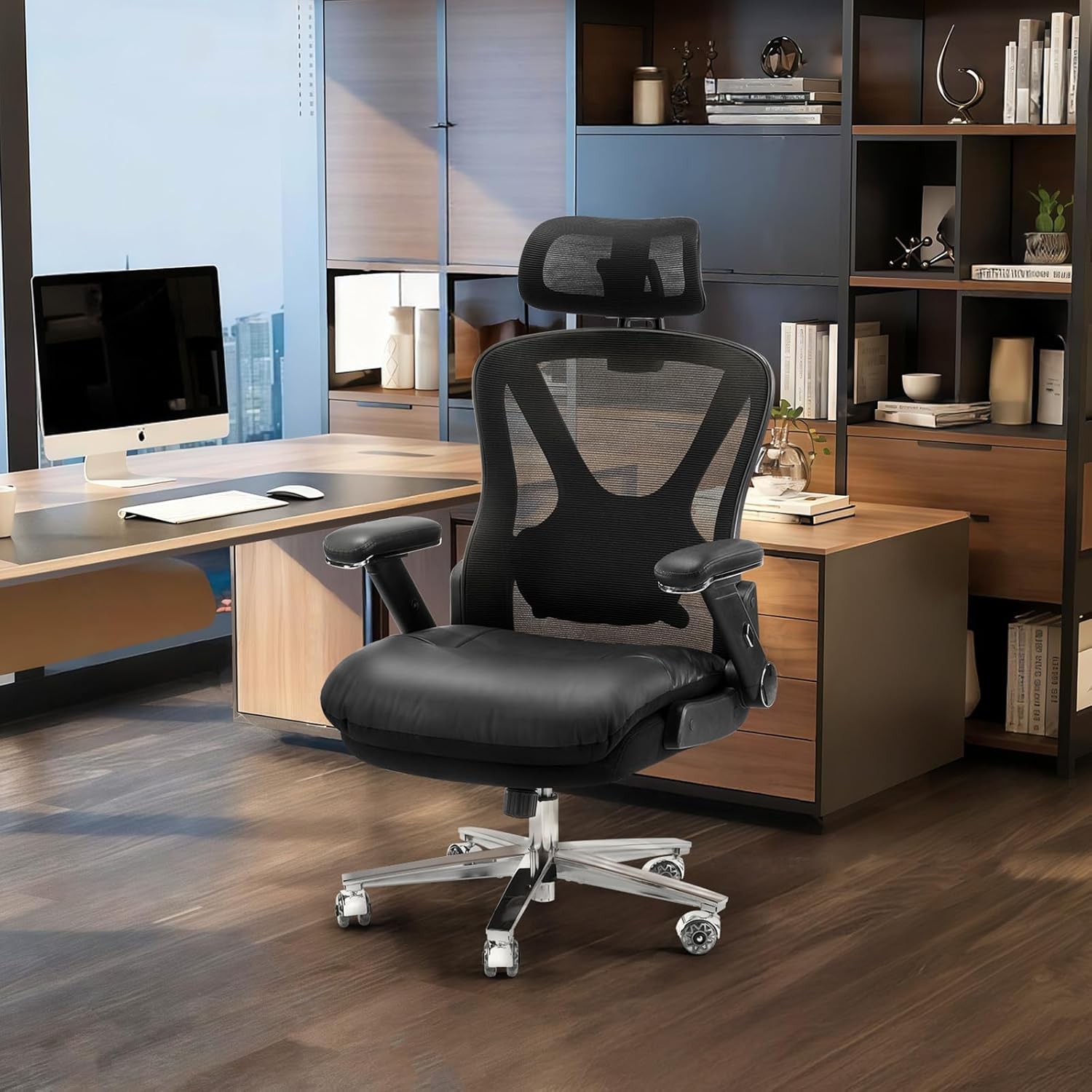 750lbs Big and Tall Office Chair,Heavy Duty Office Chair with 5D Flip Arms and Adjustable Lumbar Support, Ergonomic Mesh High Back Desk Chair, Ergonomic Executive Home Office Computer Chair