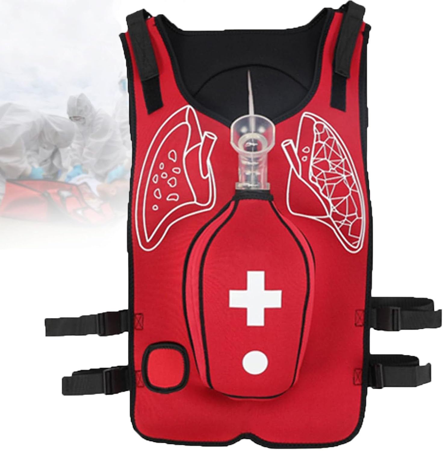 Choking Airway Obstruction Training Vest, Intuitive Operation, for First Responder, Nursing and Student, Teaching Demonstrations, First Aid Training Red