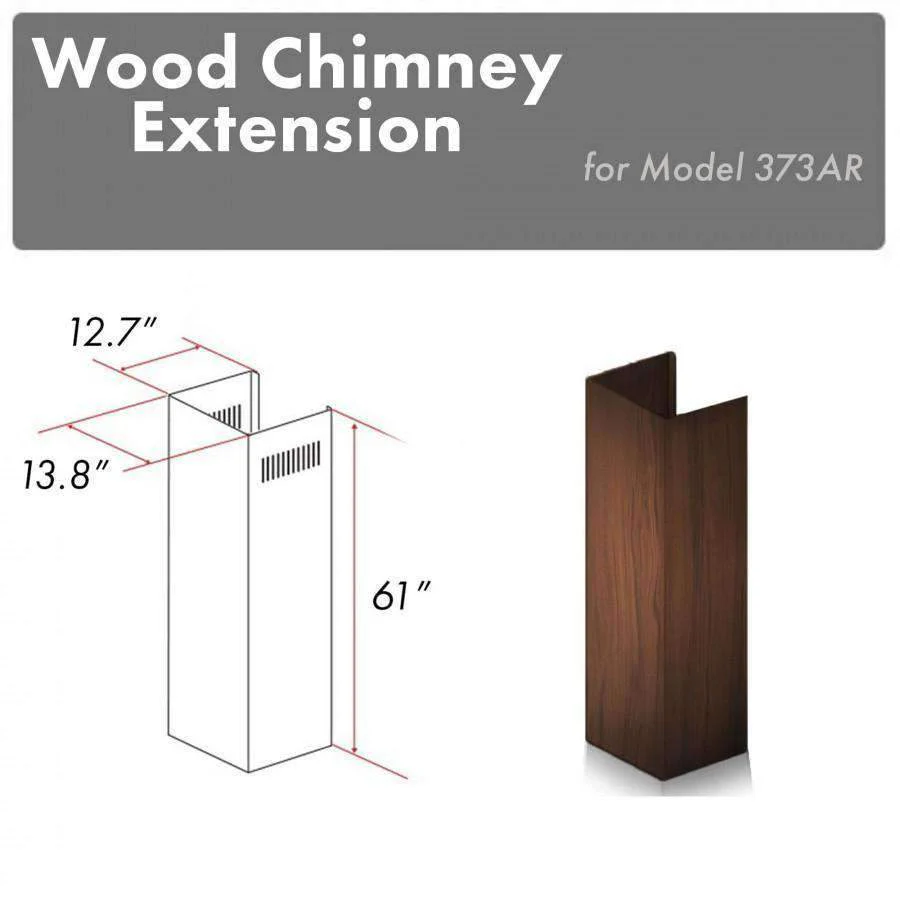 ZLINE 61-Inch Wooden Chimney Extension for Ceilings up to 12.5', 373AR-E
