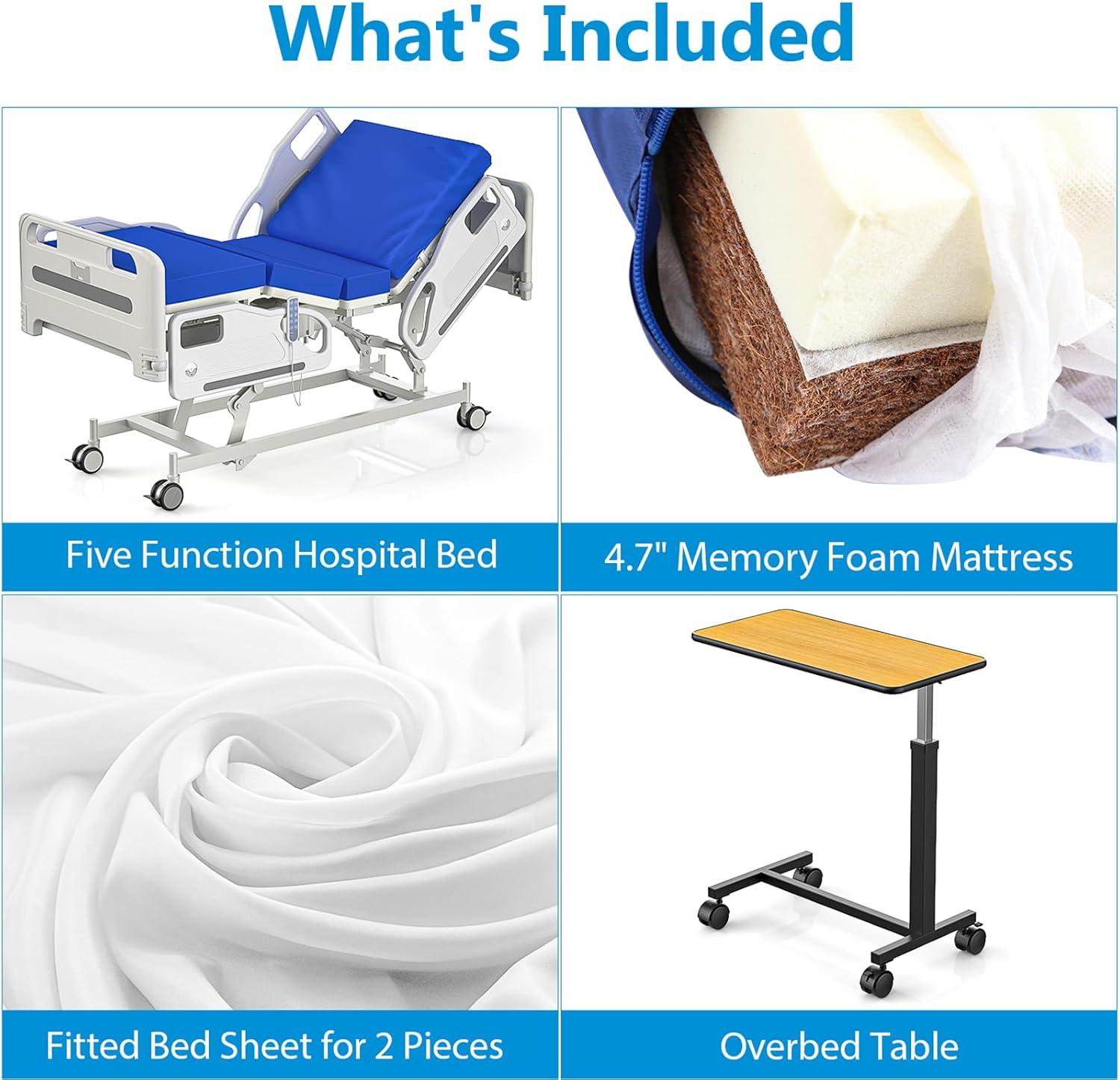 Premium Hospital Bed - 5 Function Full Electric Medical Beds, 4.7