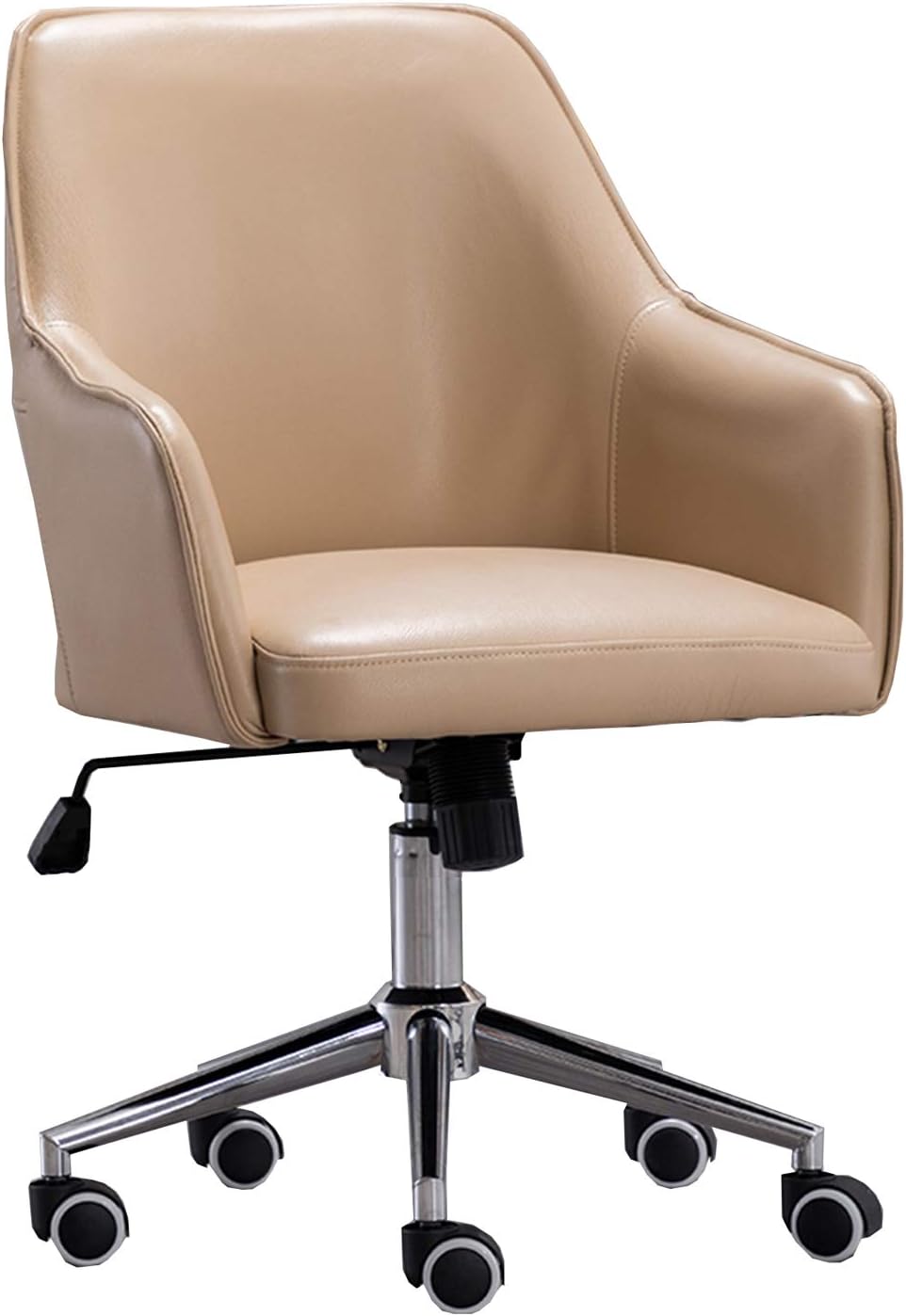 Comfy Office Chair Home Office Chair Ergonomic Desk Chair Pu Leather Computer Chair with Lumbar Support Armrest Swivel Adjustable Mid Back Task Chair for Home Office Chai,Khaki