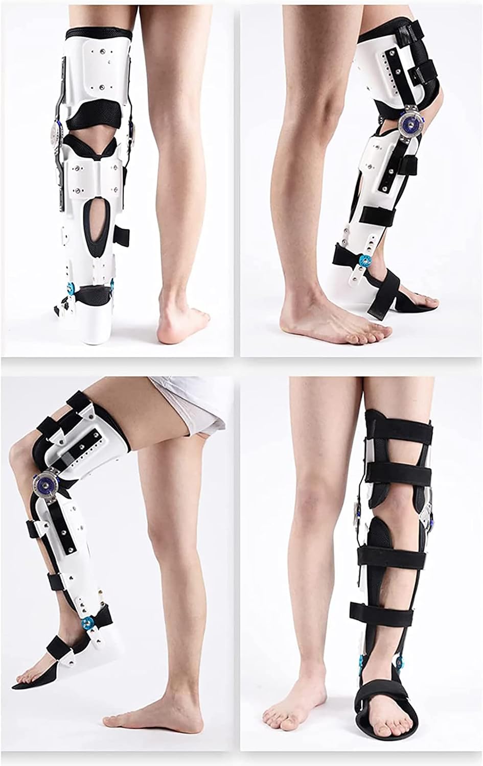 Hinged Knee Brace Knee Orthosis Support Joint Stabilizer Full Leg Splint Support with Adjustable Knee Ankle and Foot,Right Leg (Right Leg