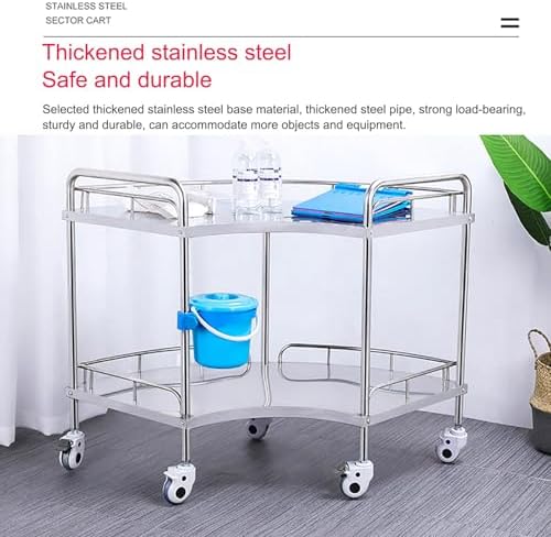 Mobile Medical Trolley Cart with Swivel Casters, 2-Tier Stainless Steel Utility Cart for Salon, Spa, Dental Clinic, and Hospital Use(150 * 46 * 86Cm)