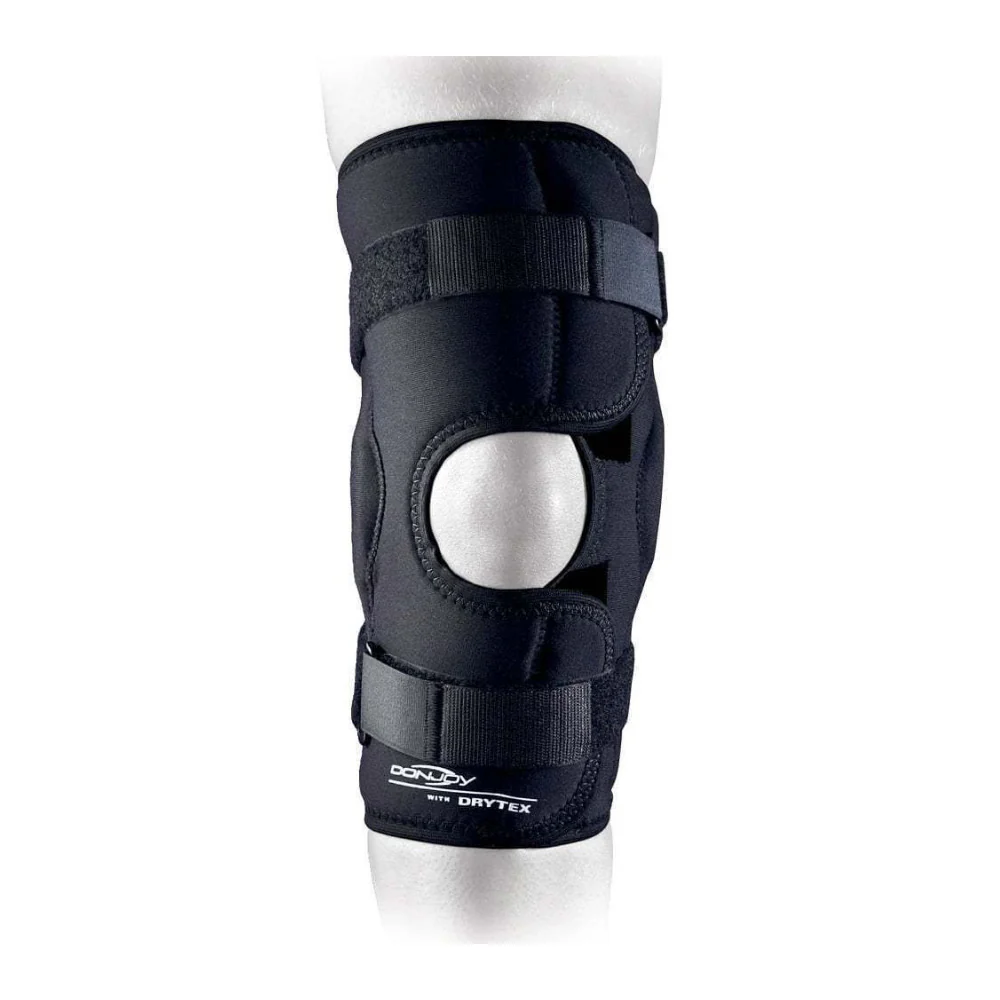 DonJoy Deluxe Hinged Knee Brace, Drytex Sleeve, Open Popliteal (Medium, Black)