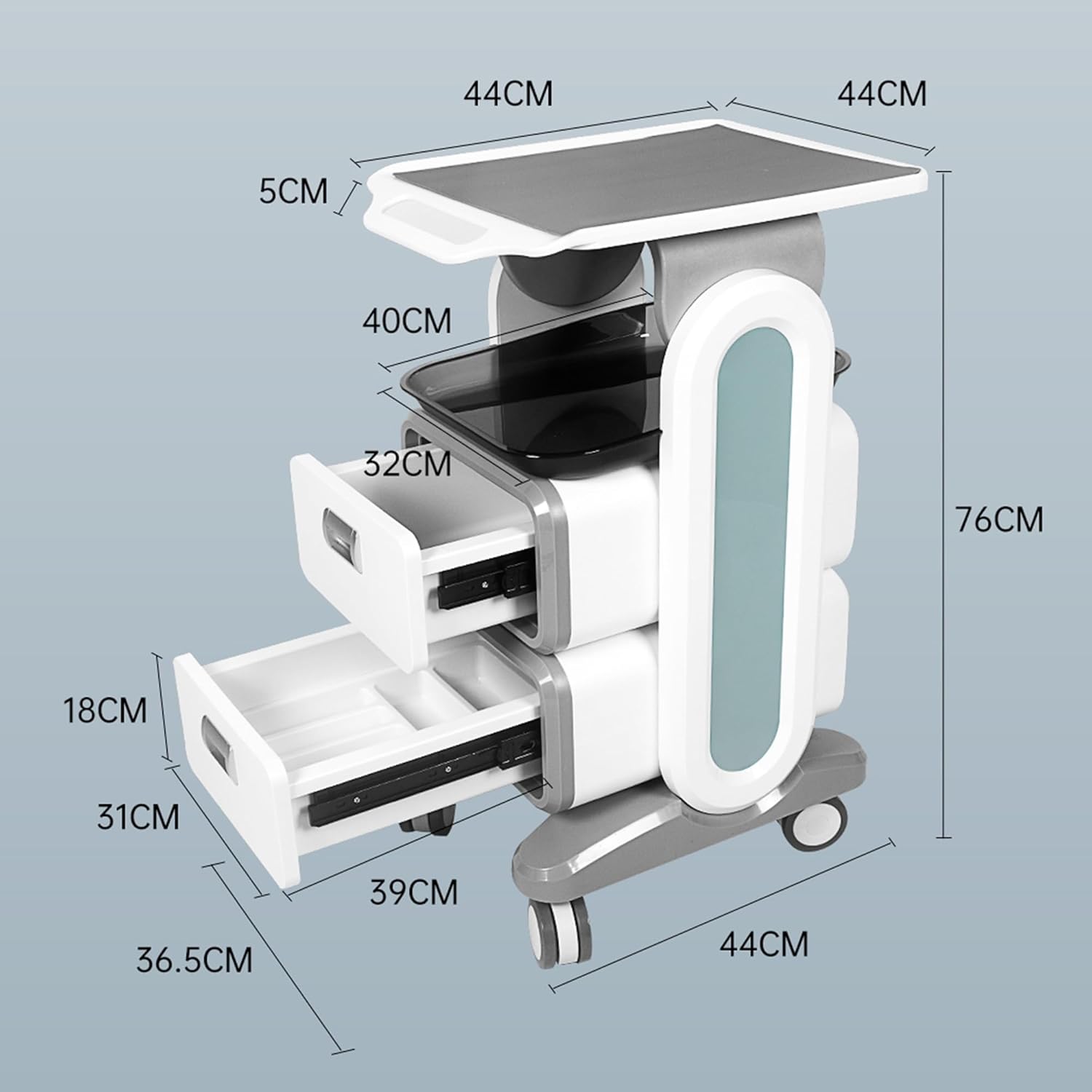 Medical Trolley Cart with Drawers and Wheels Professional Utility Cart for Home Bedroom Salon Lab Hospital Dental Office Clinic(L)