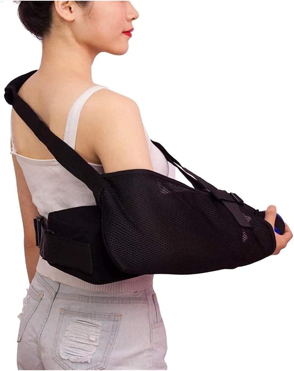 arm Sling Shoulder Sling arm Brace Shoulder immobilizer Shoulder Support Abduction Slings for Women and Men Rotator Cuff and Elbow Brace(Color:Breathable;Size:Leftarm)