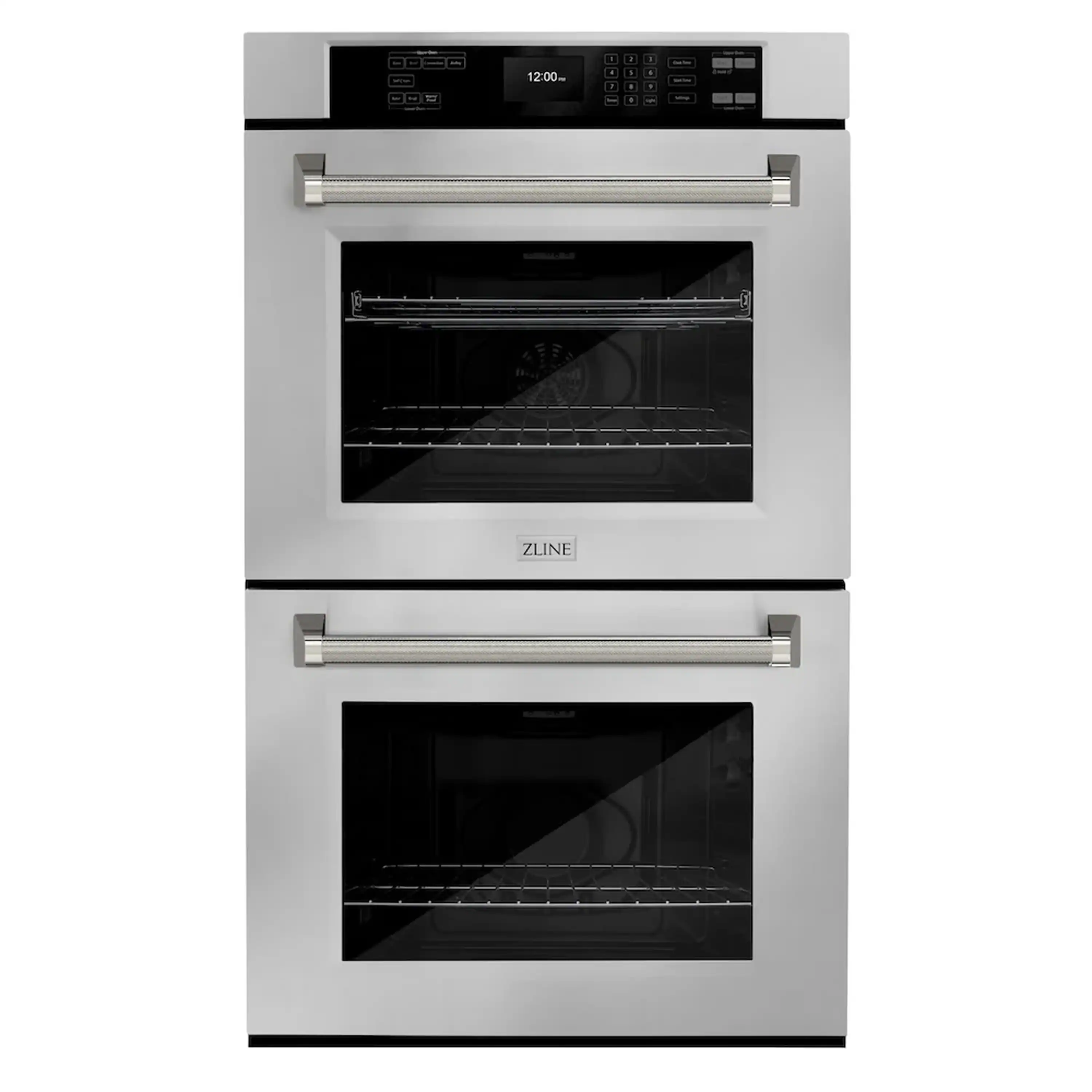ZLINE Autograph 30-Inch True Convection Double Wall Oven in Stainless Steel & Nickel Helix Handles (WADZ-30-KPN)