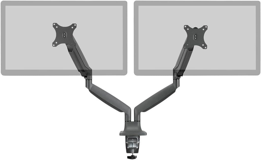 Monoprice Dual Monitor Adjustable Gas Spring Desk Mount - Supports Monitors 15 to 34 Inches, Max 19.8 LBS Weight Per Display, Smooth Full-Motion, Black - Workstream Collection