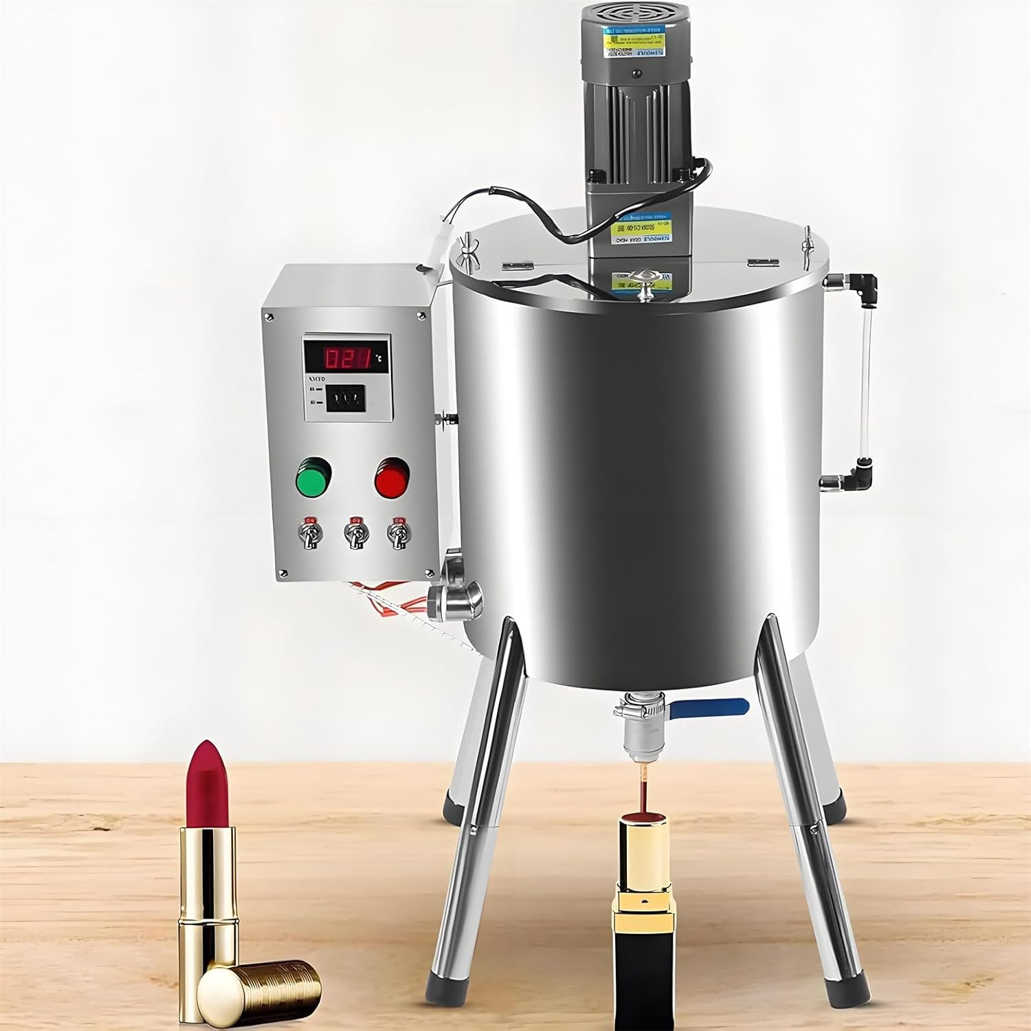 Liquid Paste Filling Machine, 15L/30L Electric Heating Mixing Filling Machine, Cosmetic Mixer Machine, 90-300°C Temperature Control, for Dissolving & Filling Creams & Liquids 15L