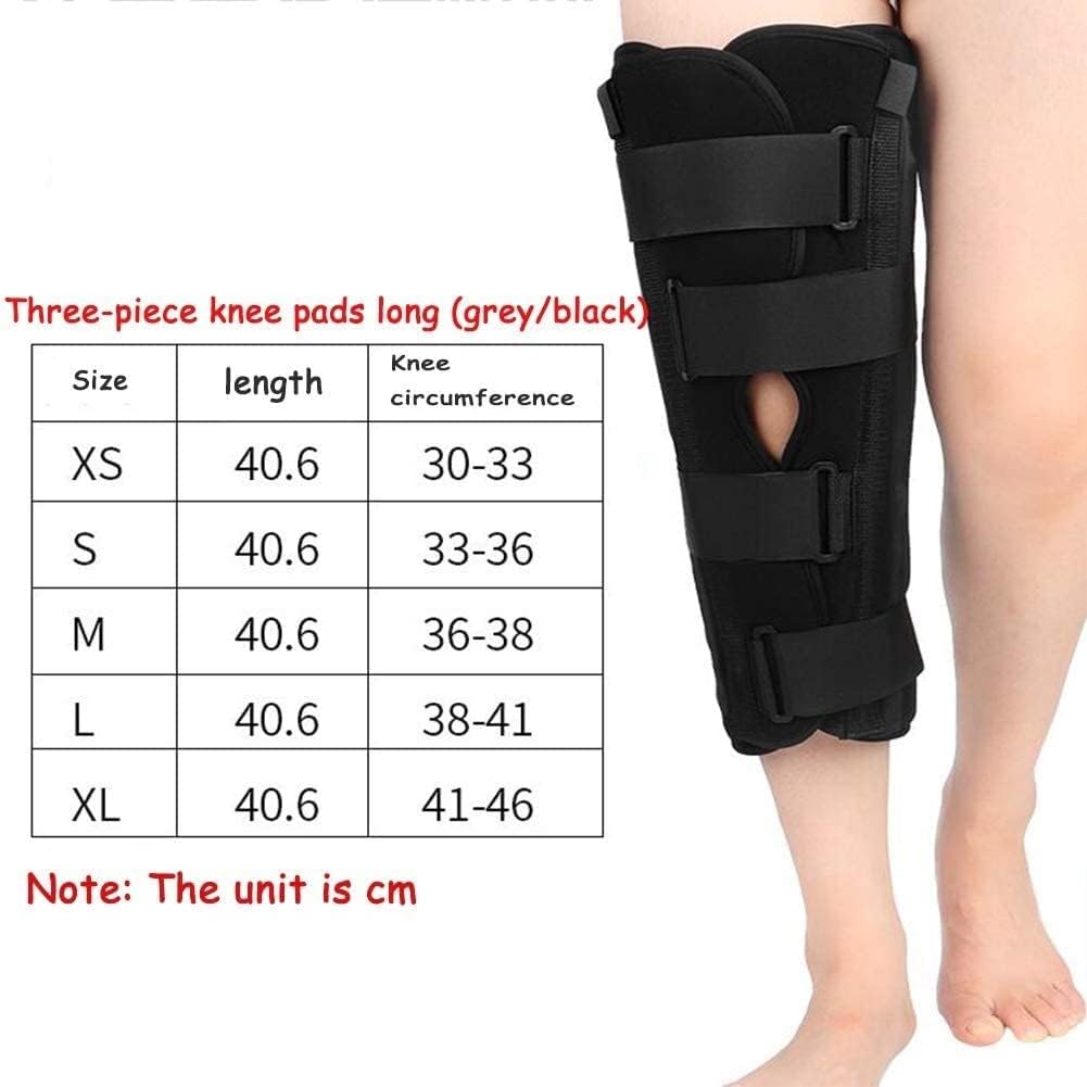 Knee Fixation Brace Full Leg Brace Straight Knee Splint Comfort Rigid Support for Knee Pre and Injury Recovery,Black-20 inches