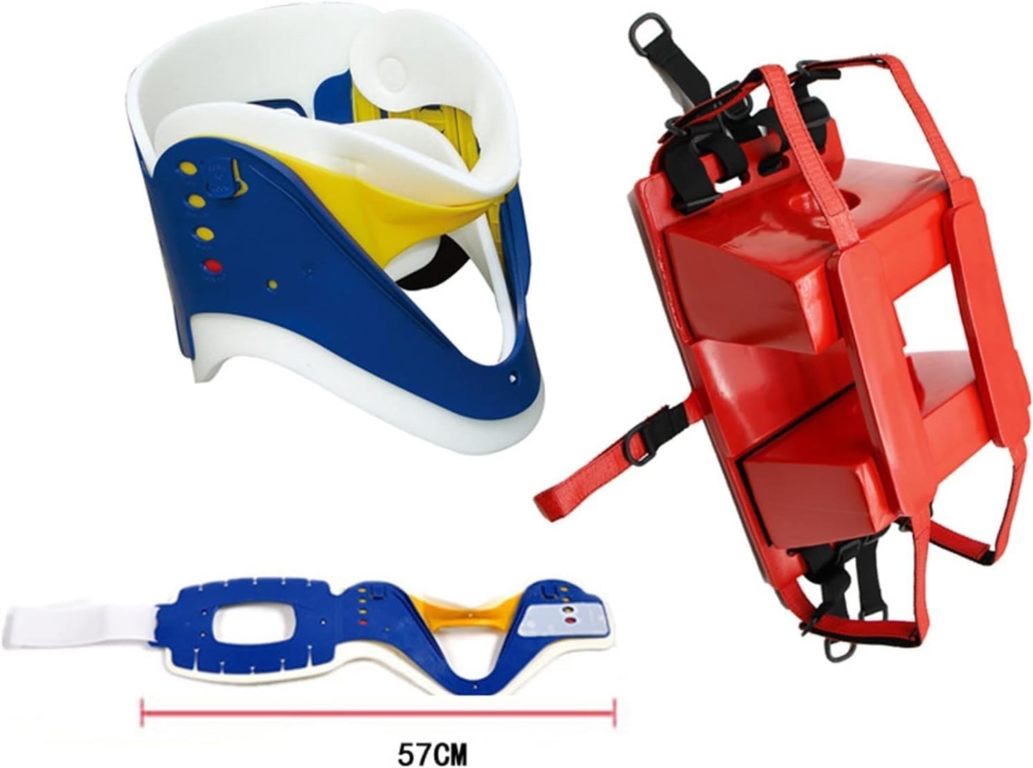 Water Rescue Stretcher Spinal Folded Rescue Stretcher Immobilization Strapping First Responder Backboard with Head Bed and Neck Brace Portable Swimming Pool Life Board Stretcher