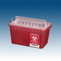Sharps Container, 4 qt. Red Horizontal Entry, case/25