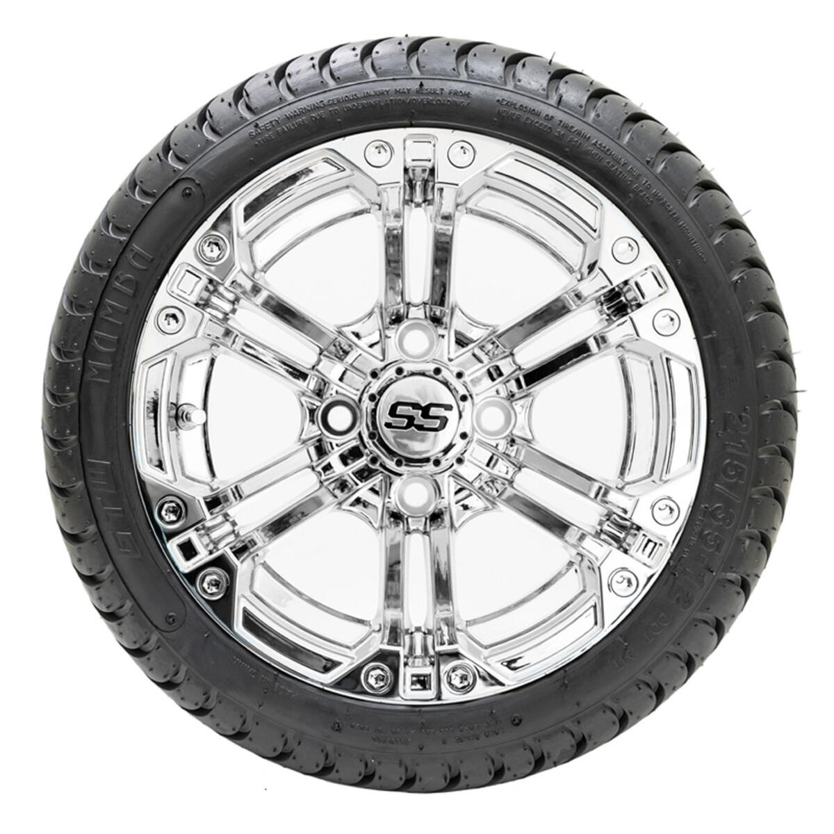 12” GTW Specter Chrome Wheels with 18” Mamba DOT Street Tires – Set of 4
