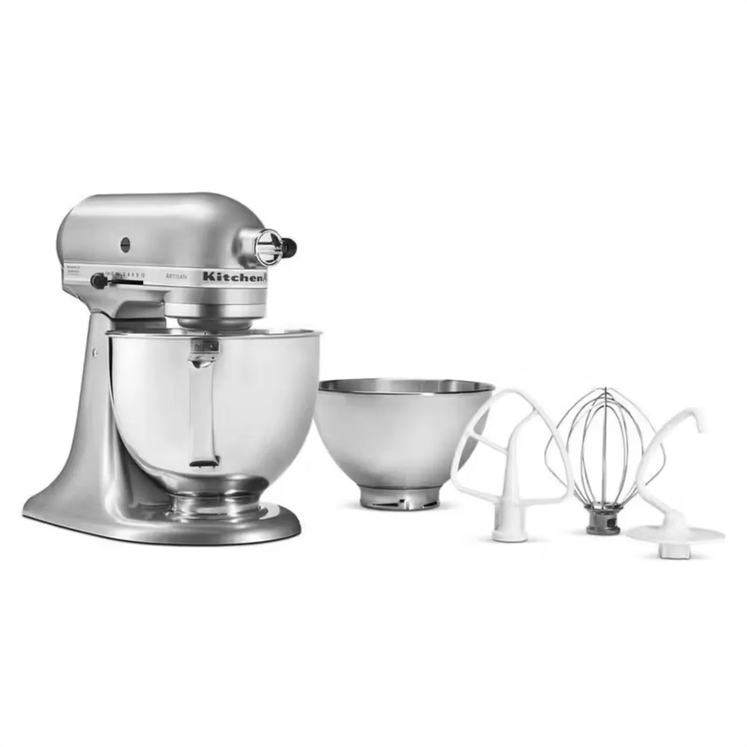 KitchenAid Bundle Artisan 5-Quart Tilt-Head Stand Mixer with Additional 3 Quart Bowls in Contour Silver (KSM150TBCU)