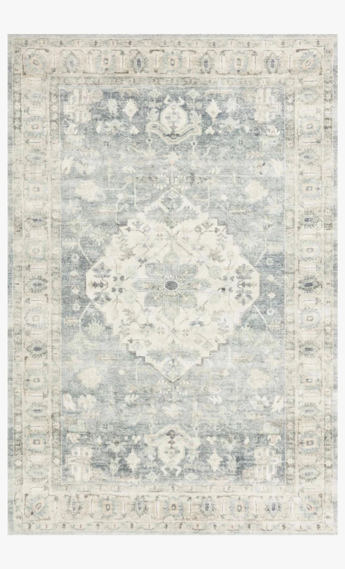Loloi II Rosette Collection - Traditional Power Loomed Rug in Denim & Fog (ROS-07)