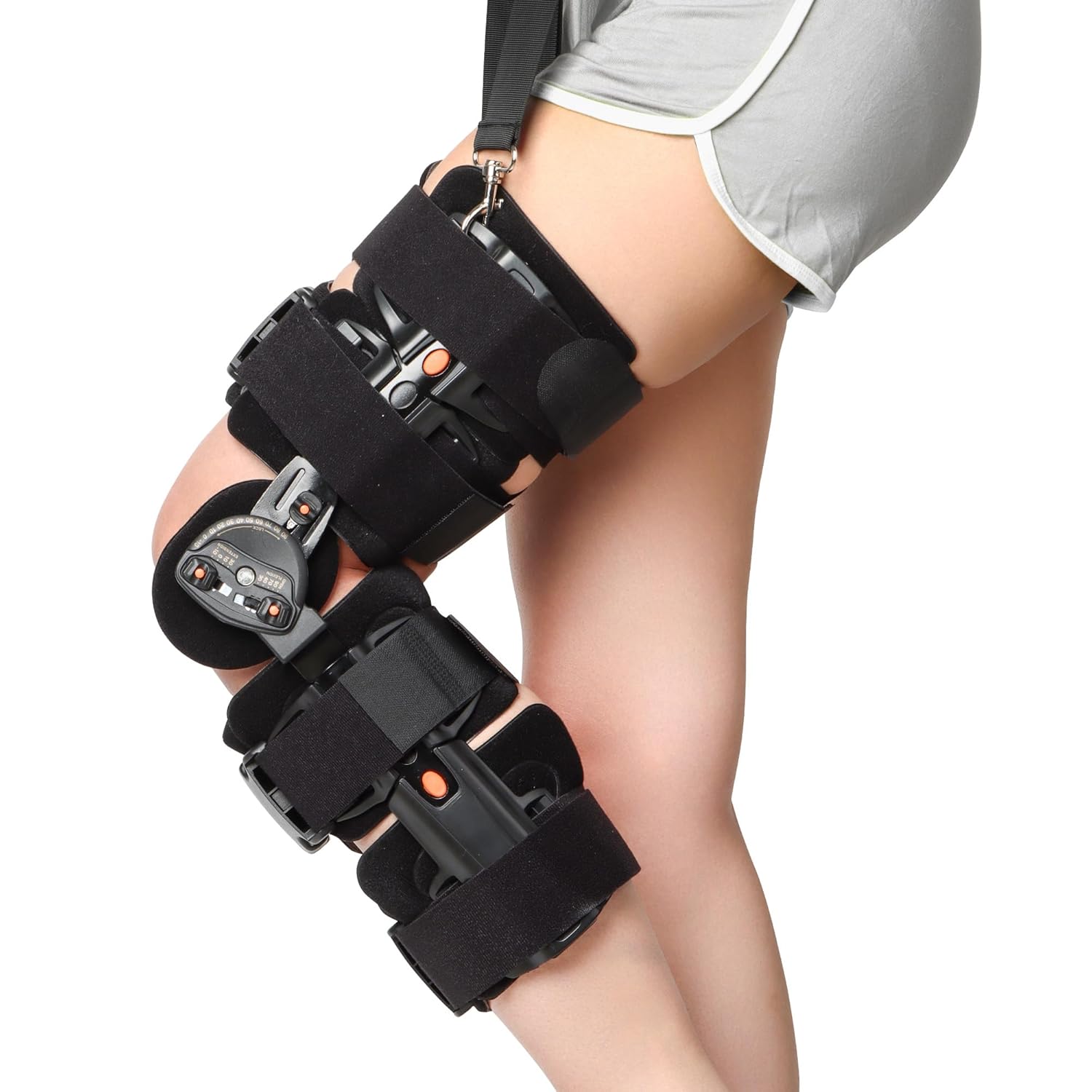 Hinged Knee Brace Post-Op ROM Immobilizer Leg Braces Orthopedic Patella Support Orthosis for ACL, MCL and PCL Injury Adjustable for Left and Right Legs Stabilizer Women & Men One Size
