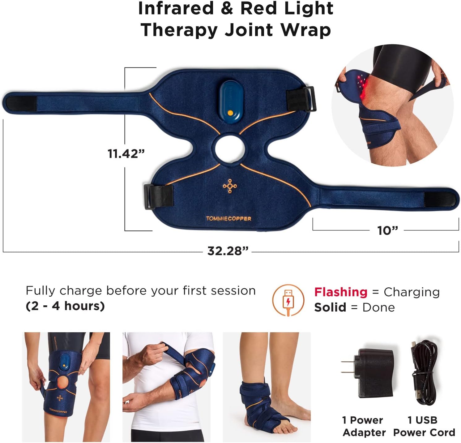 Tommie Copper Infrared Therapy – Unisex Rechargeable Red Light Therapy Support for Muscle Aches and Pain Associated with Arthritis