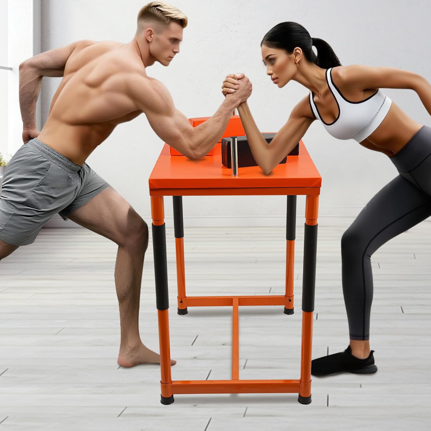 Arm Wrestling Table | Professional Battle Table | Wrist Strength Training Support Plate | with Handles Elbow Pads and Winning Pads | Standard Wrist Stand