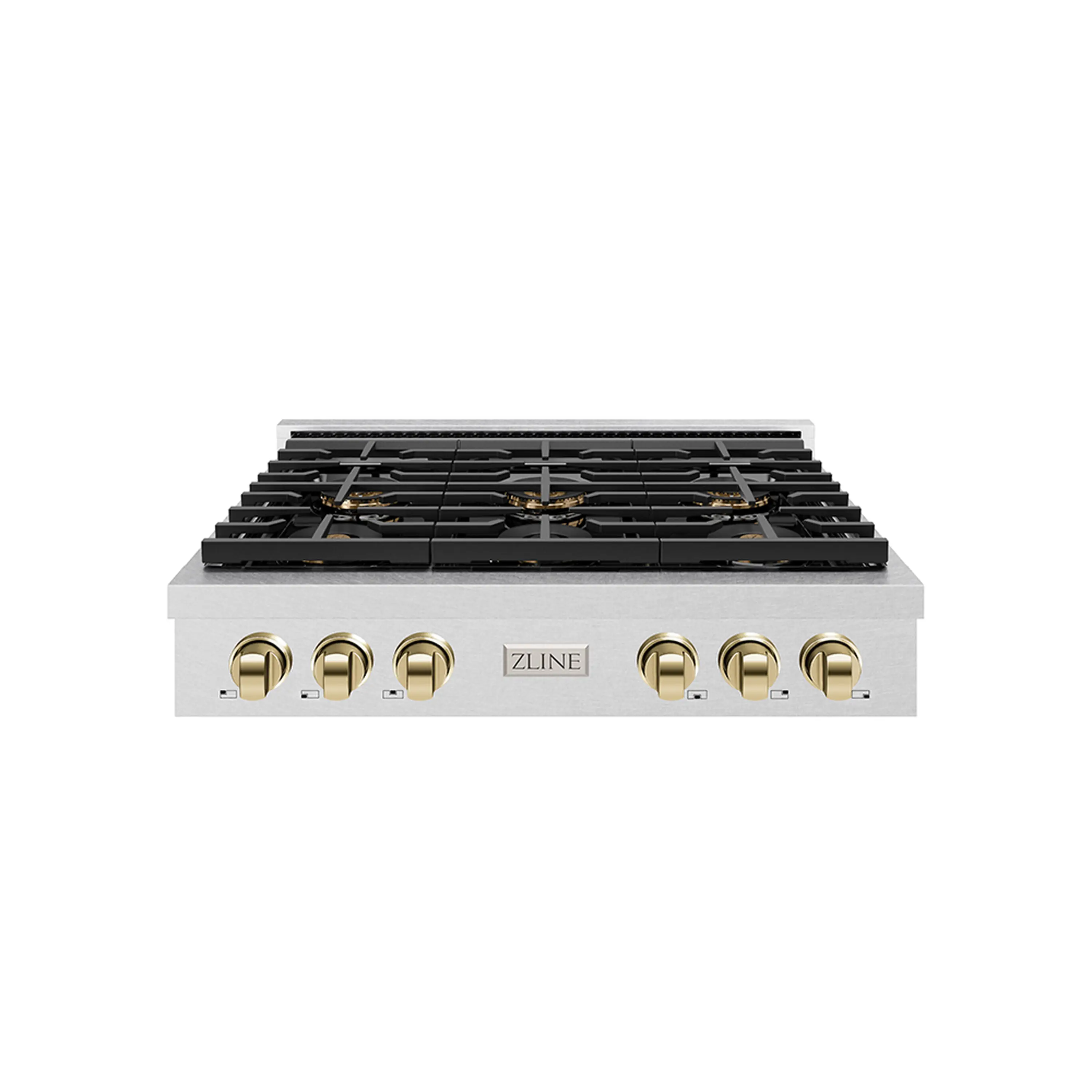 ZLINE Autograph Edition 36-Inch Paramount Gas Rangetop with 6 Burner DuoPro鈩?Cooktop in Satin Stainless Steel and Polished Gold Accents (PSRTSZ-36-G)