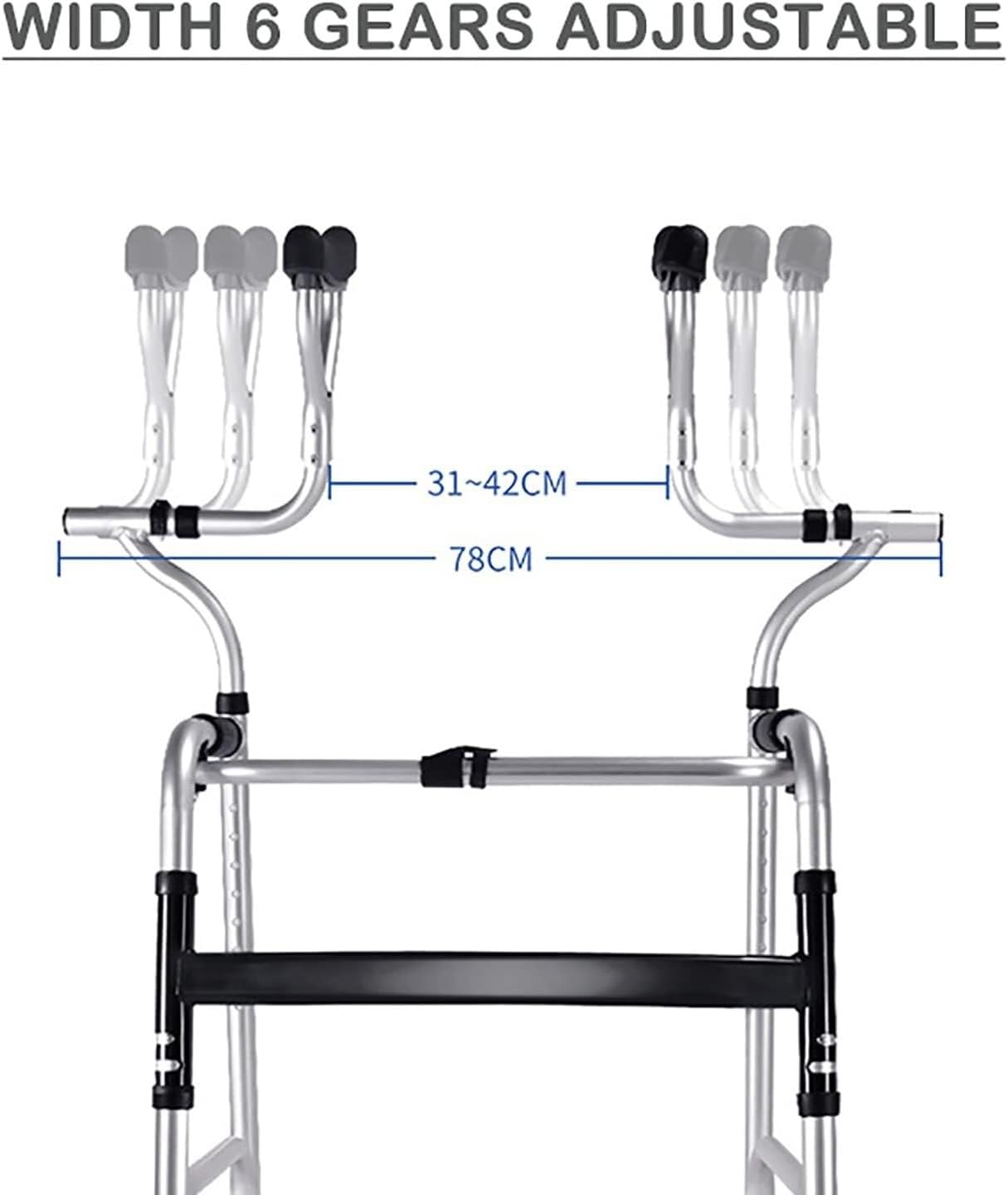 Elderly Walker Upright Posture Rolling Walker Adjustable Height and Width One-Button Folding with Armrest Support Pad Suitable for People with Reduced Mobility, The Elderly (Color : A)