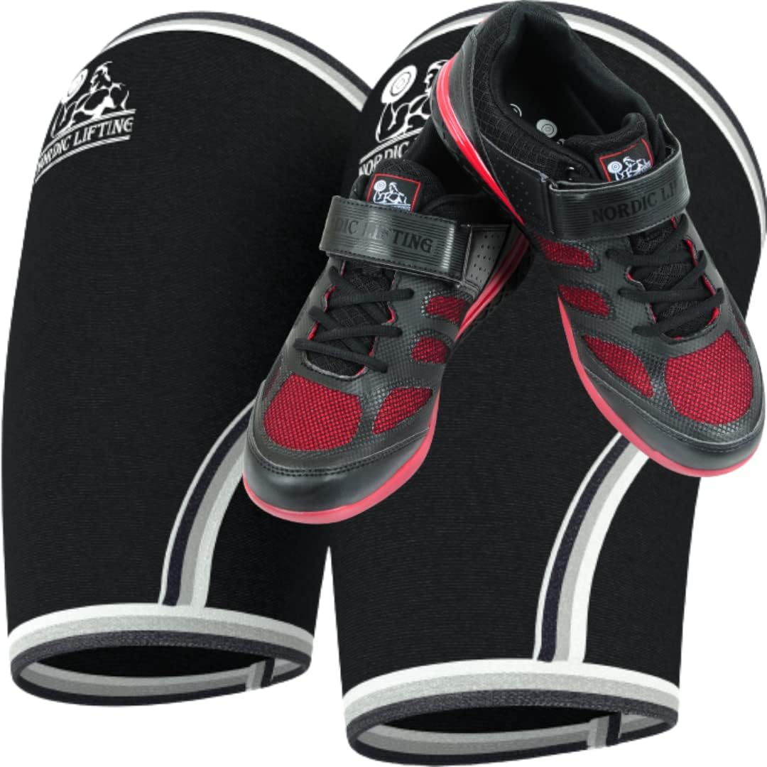 Nordic Lifting Elbow Sleeves XLarge Bundle with Shoes Venja Size 11 - Black Red