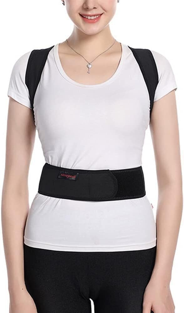 Posture Corrector Posture Corrector Adjustable Men and Women,Spinal Lumbar Support Back Brace Straightener for Neck,Back and Shoulder Pain Relief Back Posture (Color : Black, Size :