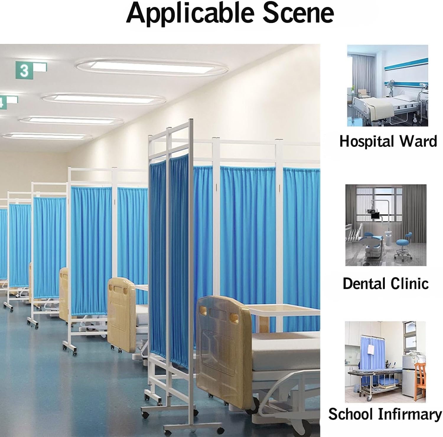 Folding Medical Privacy Screens, 8-Panel Lightweight Partition for Clinics & Nursing Homes, Easy to Move, Patient Privacy Solutions - Color-4