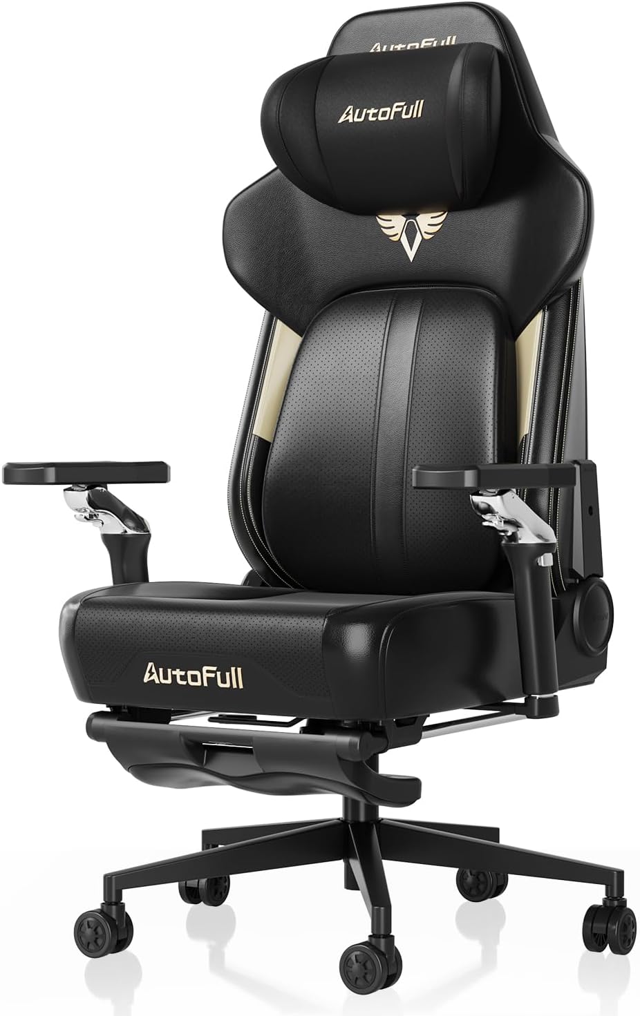 AutoFull M6 Gaming Chair, Ergonomic Office Chair with Dynamic Lumbar Support, 6D Adjustable Armrests and Footrest (Black)