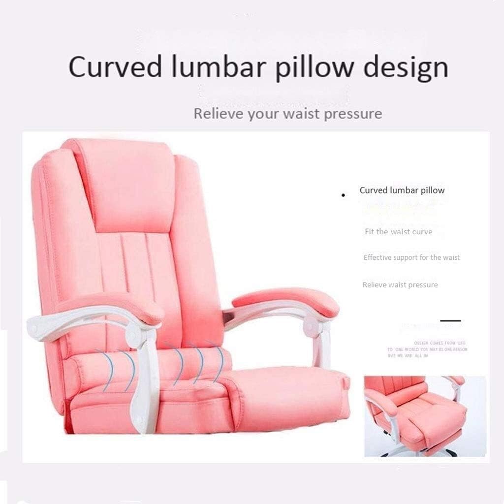 High-Back Leather Executive Swivel Adjustable Swivel Office Desk Chair with Armrests Lumbar Support Desk Ergonomic Chair Boss Chair High Back E-Sports Chair Girl Cute Lunch,Black