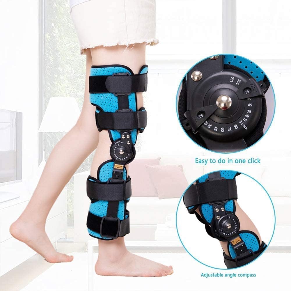 Hinged Knee Support Brace Knee ROM Brace Injury Orthosis Immobilizer,Adjustable Hinged Knee Brace Splint Stabilizer ROM Knee Support for Acl Arthritis Meniscus Tear Ligam,Right-S